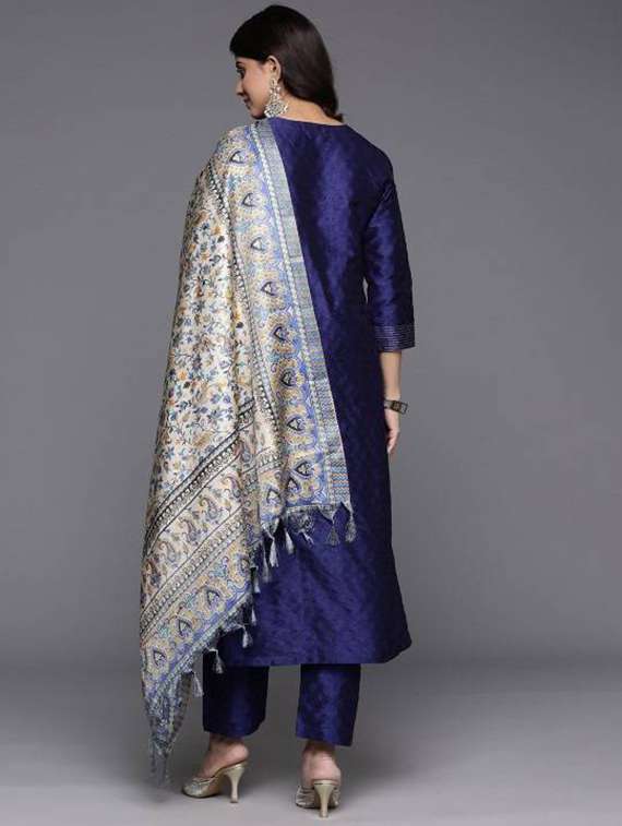 Women Self Design Three Quarter Sleeves Kurta Pant Set With Dupatta - 22616689 -  Standard Image - 1