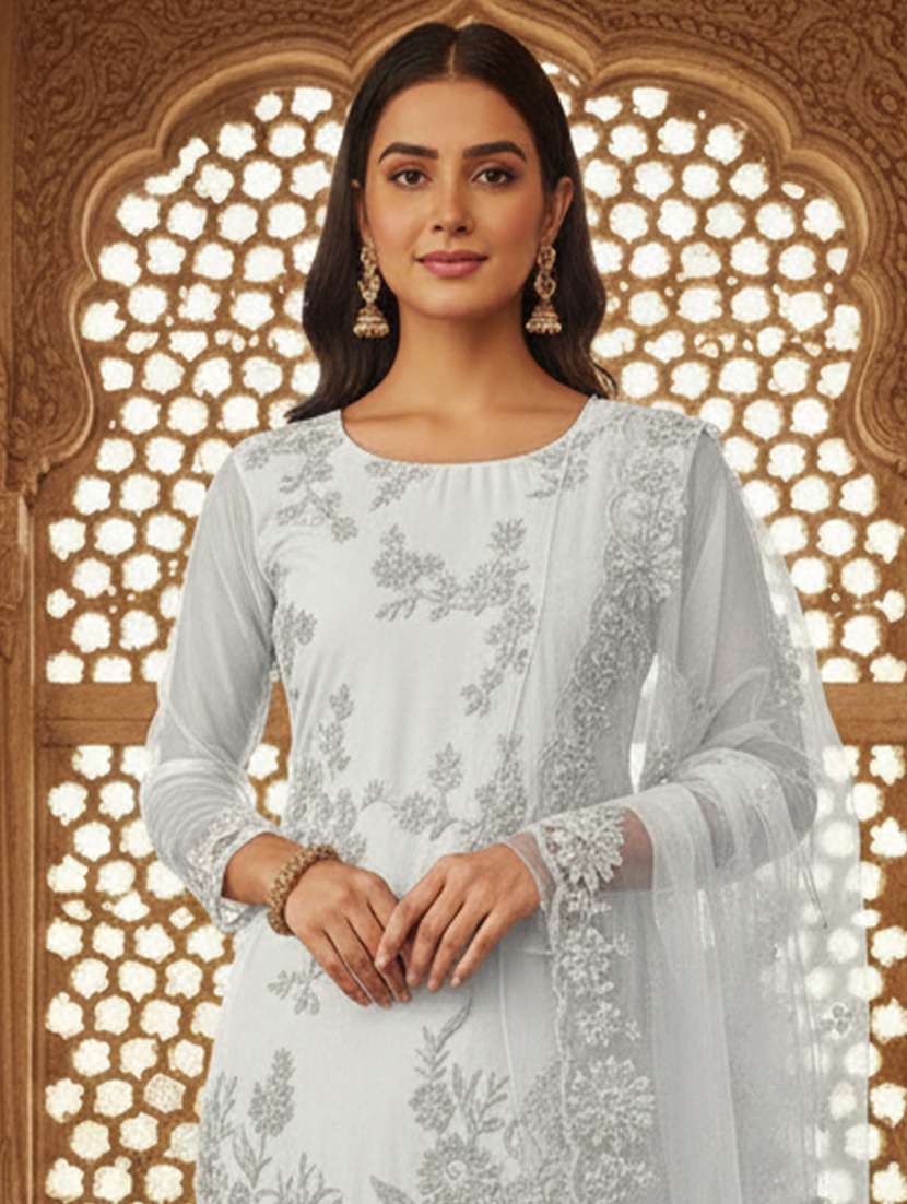 women embroidered three quarter sleeves kurta pant set with dupatta - 22616721 -  Standard Image - 1