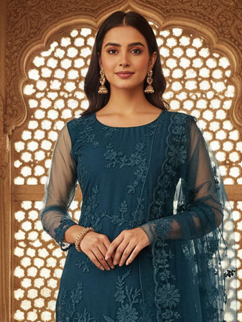 women embroidered three quarter sleeves kurta pant set with dupatta - 22616723 -  Standard Image - 1