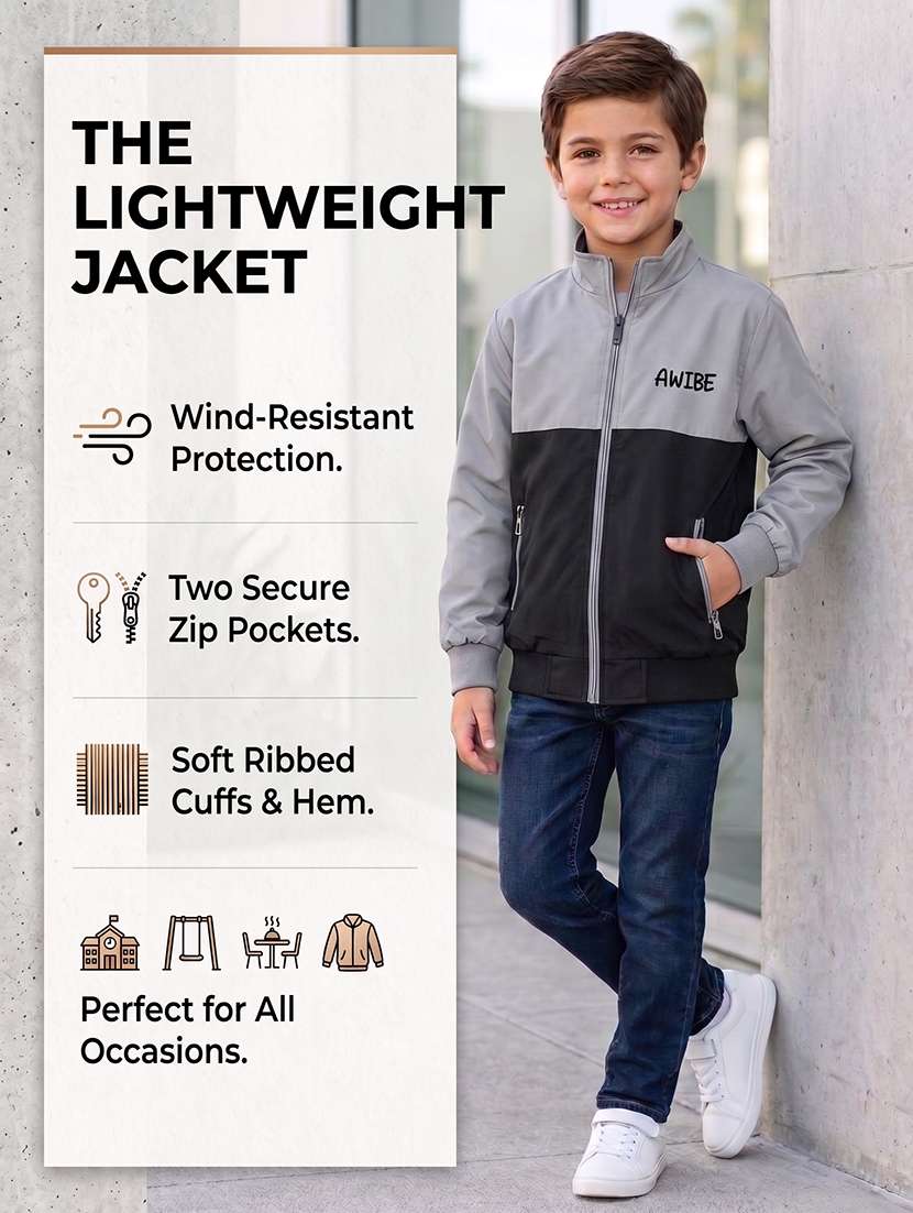 boys colourblocked long sleeves regular jacket - 22616732 -  Standard Image - 4