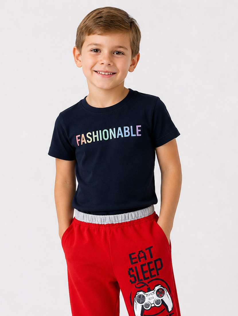 boys printed mid rise regular fit track pant - 22616744 -  Standard Image - 1