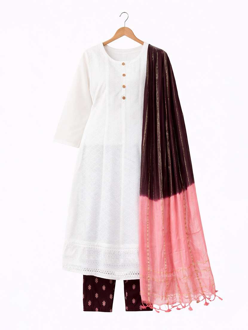 white cotton straight kurta - 22616785 -  Standard Image - 1