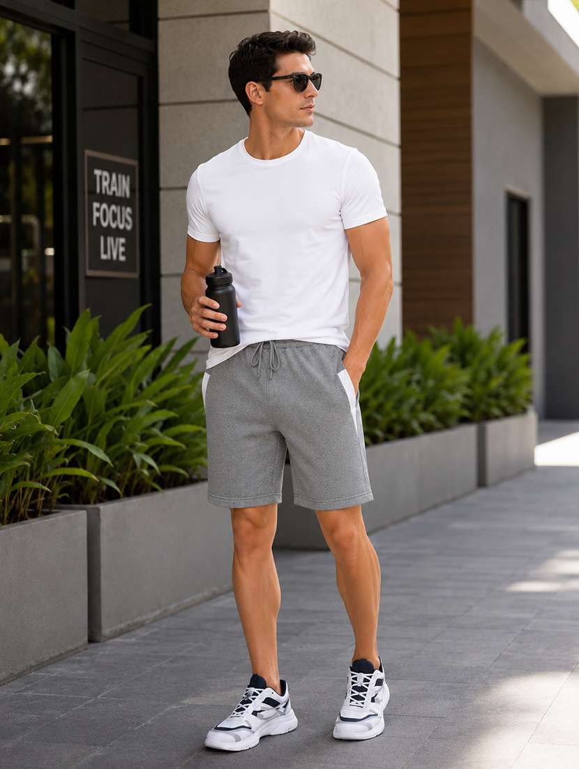 Men Solid Mid Rise Regular Fit Shorts - 22616851 -  Standard Image - 4