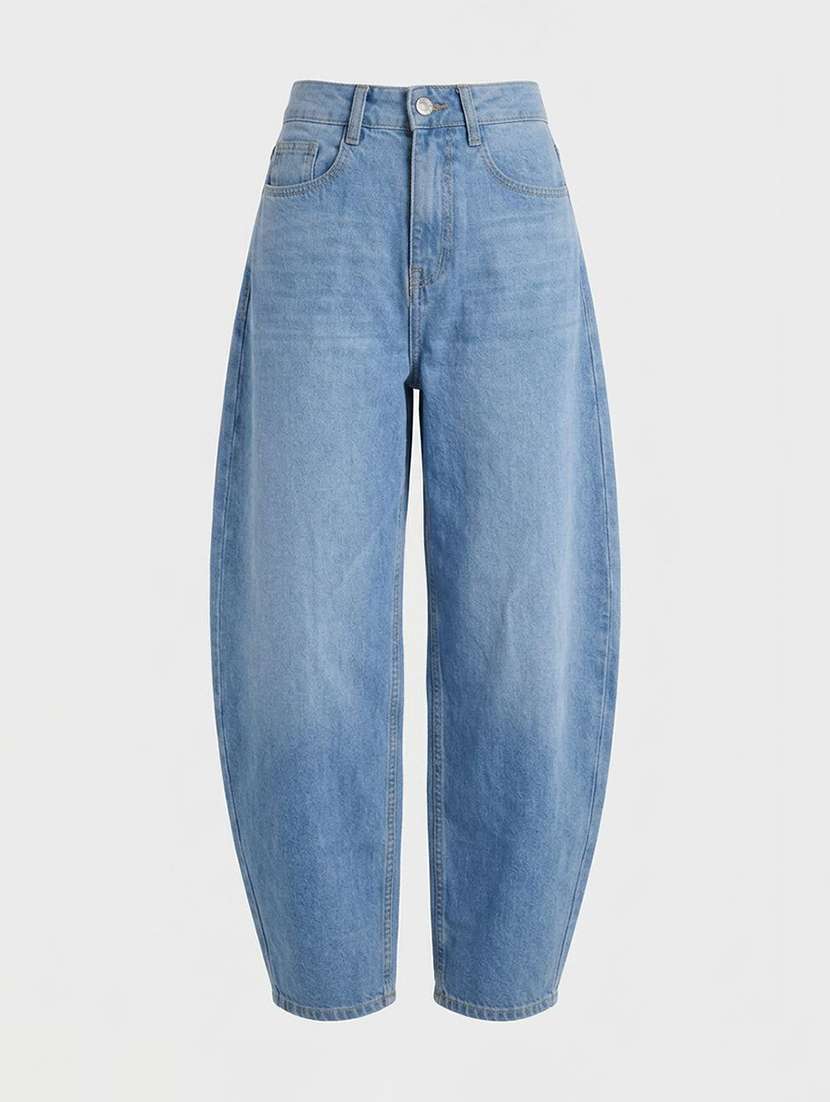Women Washed High Rise Barrel Jeans - 22616956 -  Standard Image - 4