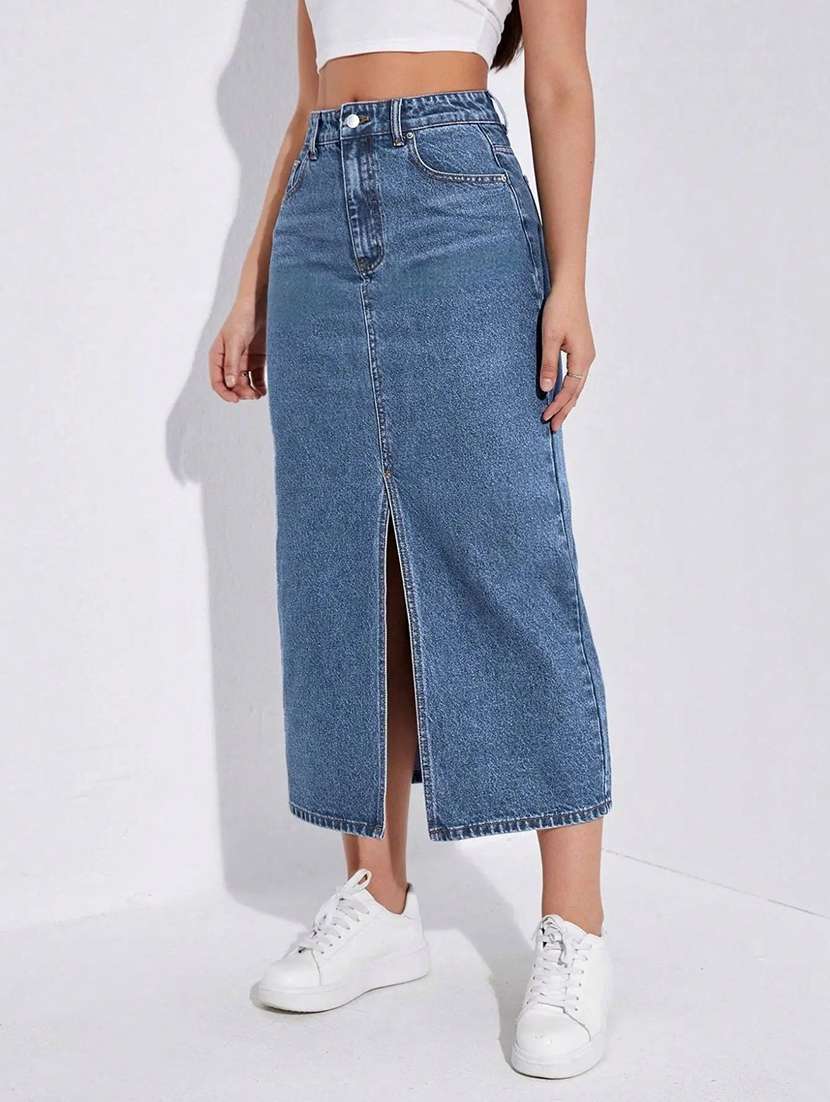 Women Solid High Rise Straight Skirt - 22616993 -  Standard Image - 1