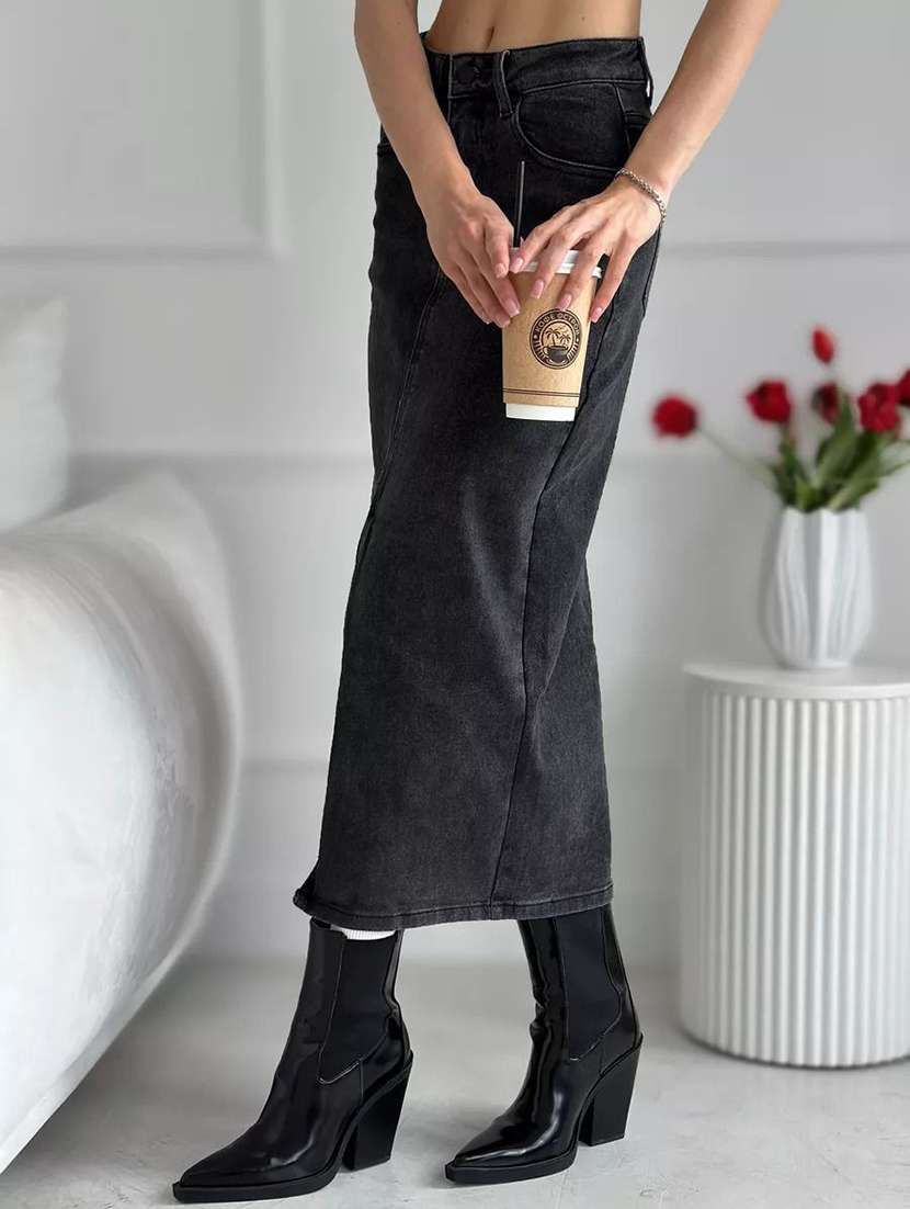 Women Solid High Rise Straight Skirt - 22617026 -  Standard Image - 1