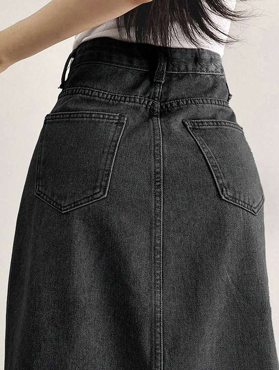 Women Solid High Rise Denim Skirt - 22617028 -  Standard Image - 4