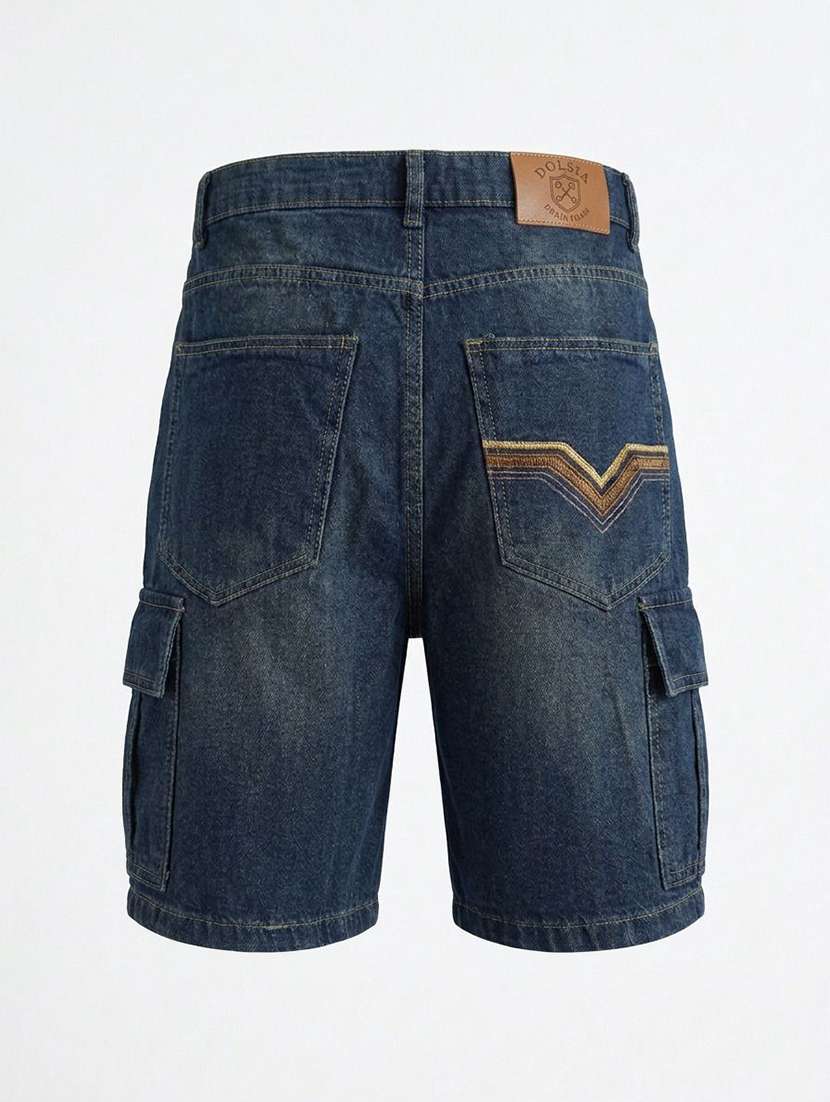 Men Washed Mid Rise Regular Fit Cargo Shorts - 22617039 -  Standard Image - 4