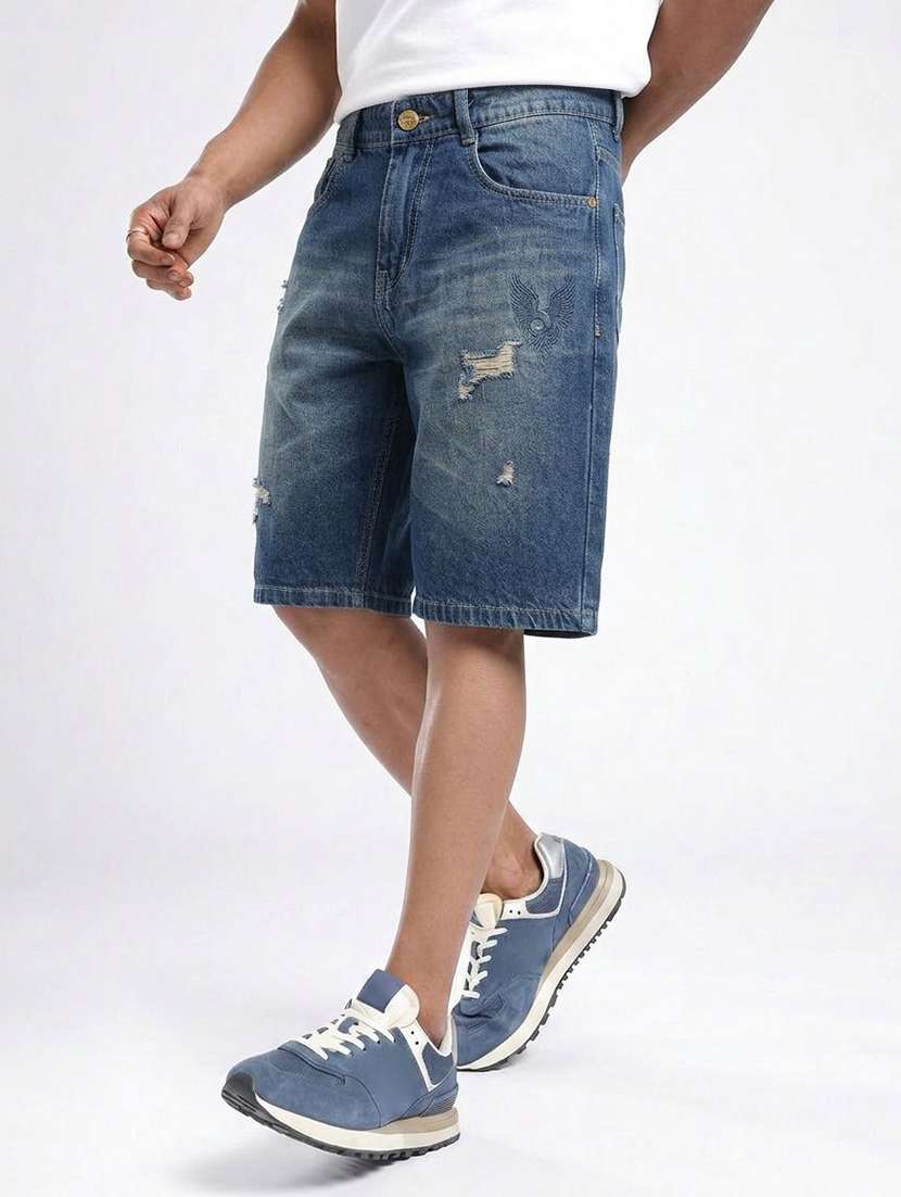 Men Distressed Mid Rise Denim Shorts - 22617048 -  Standard Image - 1