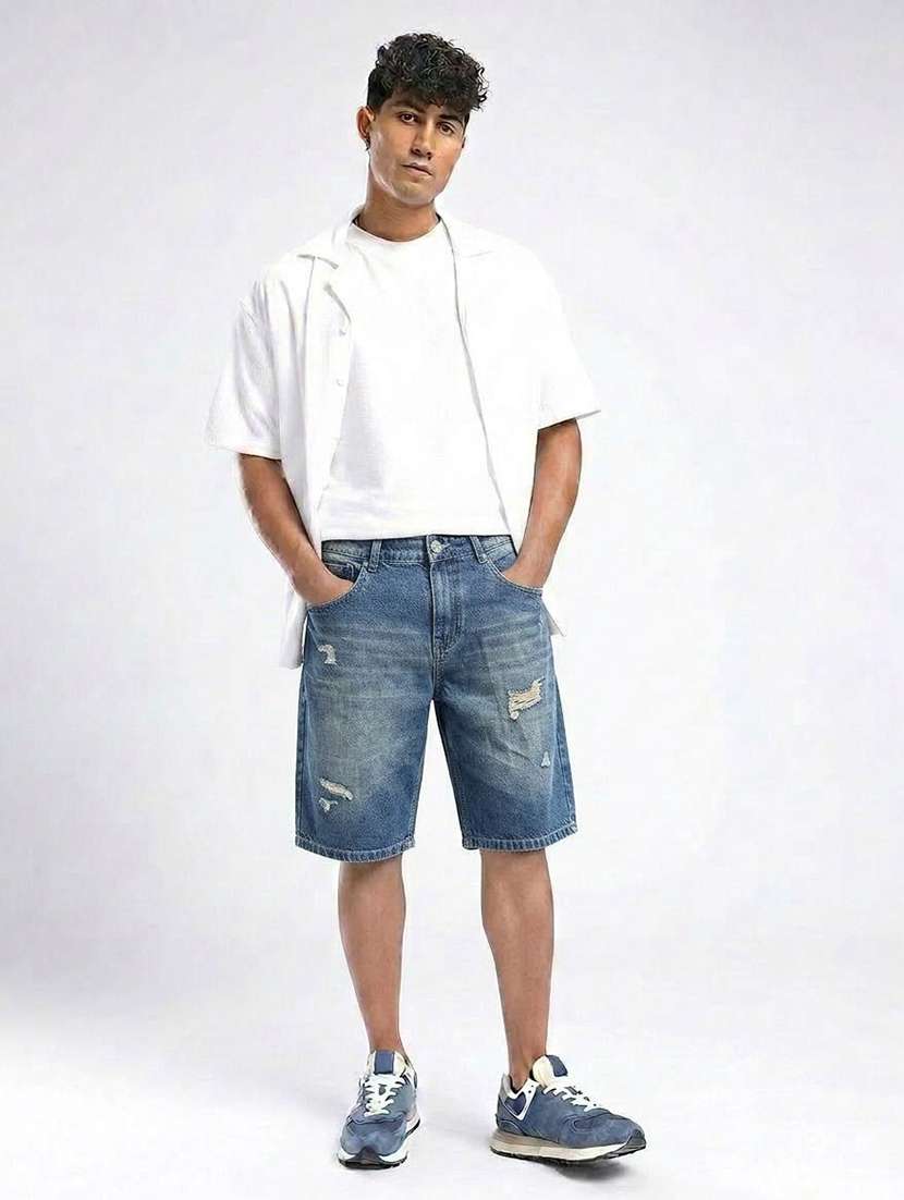 Men Distressed Mid Rise Denim Shorts - 22617048 -  Standard Image - 4