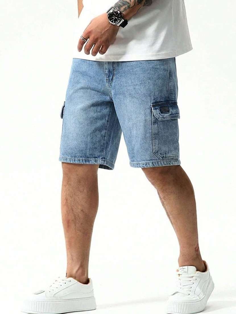 men washed mid rise regular fit cargo shorts - 22617050 -  Standard Image - 1