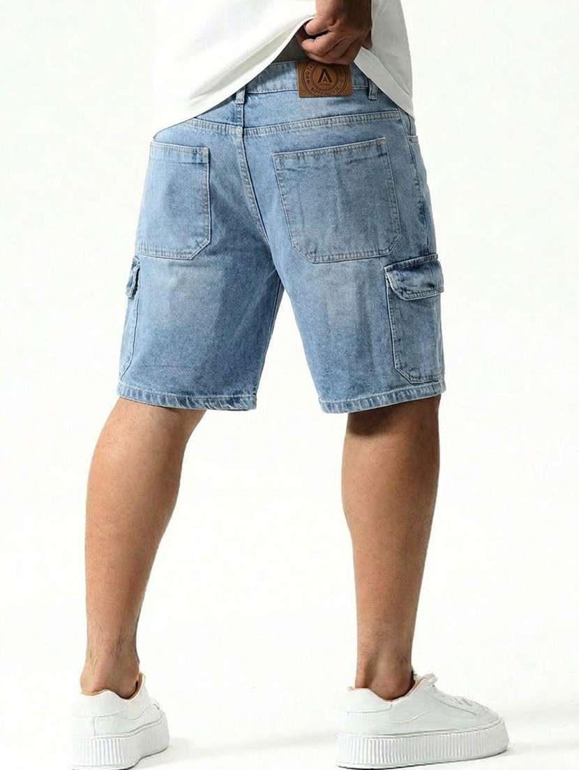 men washed mid rise regular fit cargo shorts - 22617050 -  Standard Image - 4