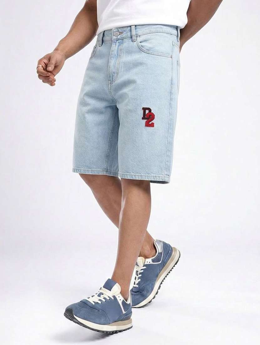 Men Washed Mid Rise Regular Fit Shorts - 22617058 -  Standard Image - 1