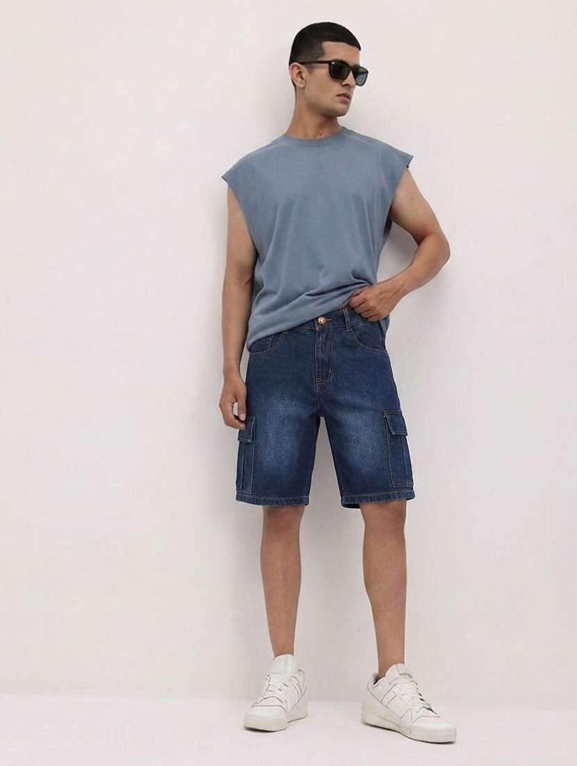 Men Washed Mid Rise Cargo Shorts - 22617060 -  Standard Image - 4
