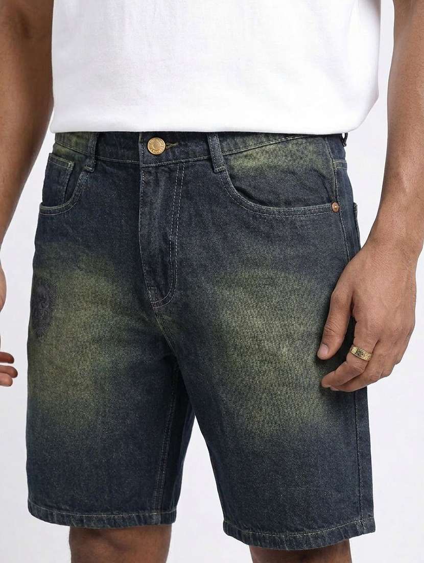 Men Washed Mid Rise Regular Fit Shorts - 22617065 -  Standard Image - 1