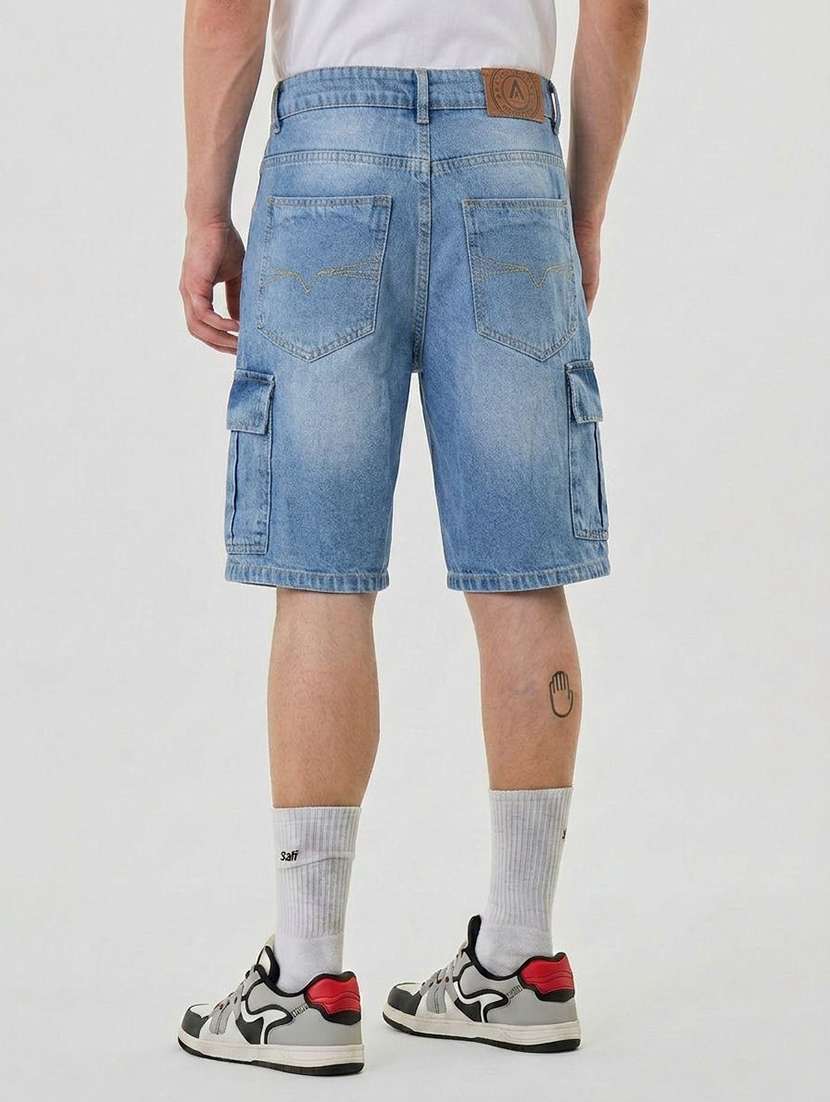 Men Washed Mid Rise Cargo Shorts - 22617071 -  Standard Image - 1