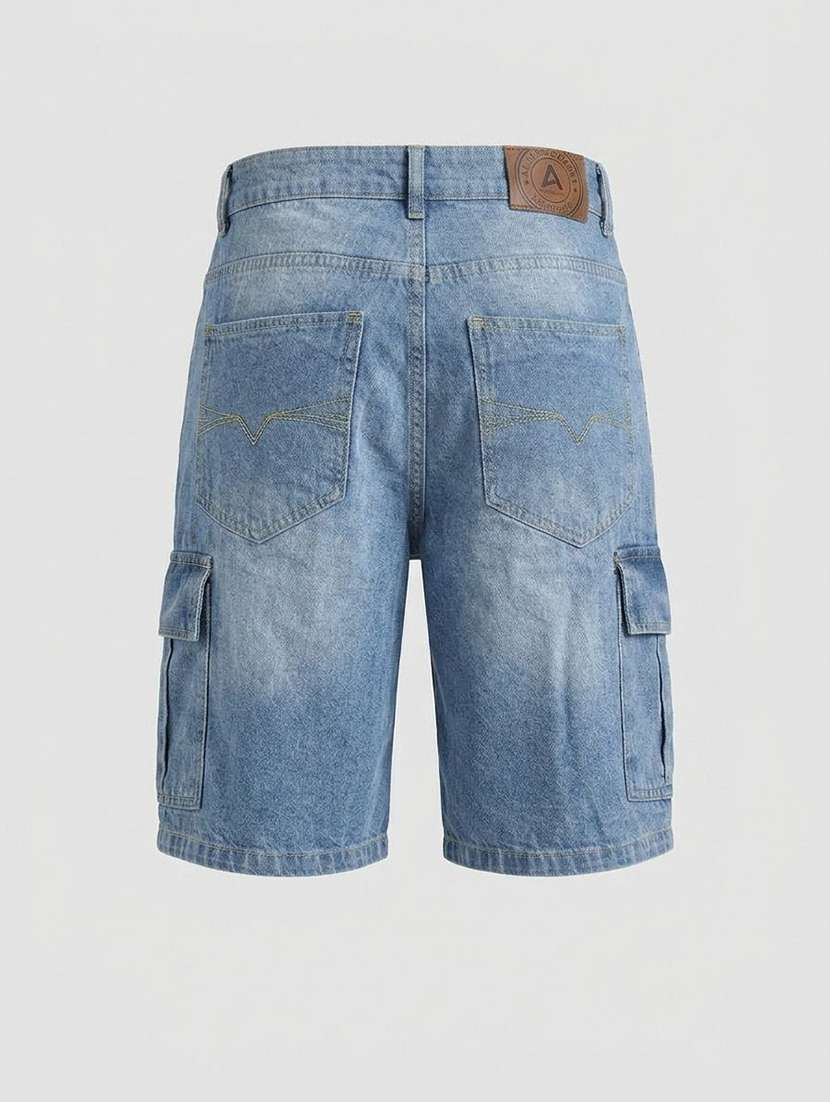 Men Washed Mid Rise Cargo Shorts - 22617071 -  Standard Image - 4