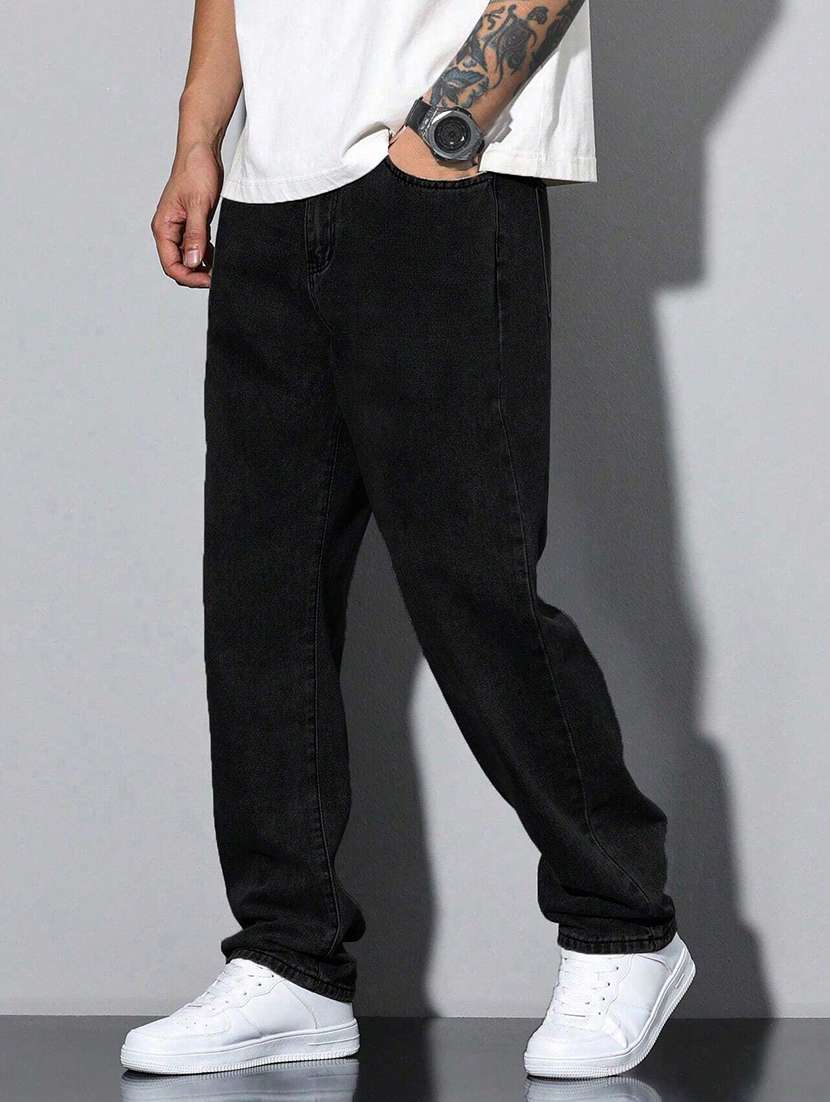 men solid mid rise straight jeans - 22617086 -  Standard Image - 1