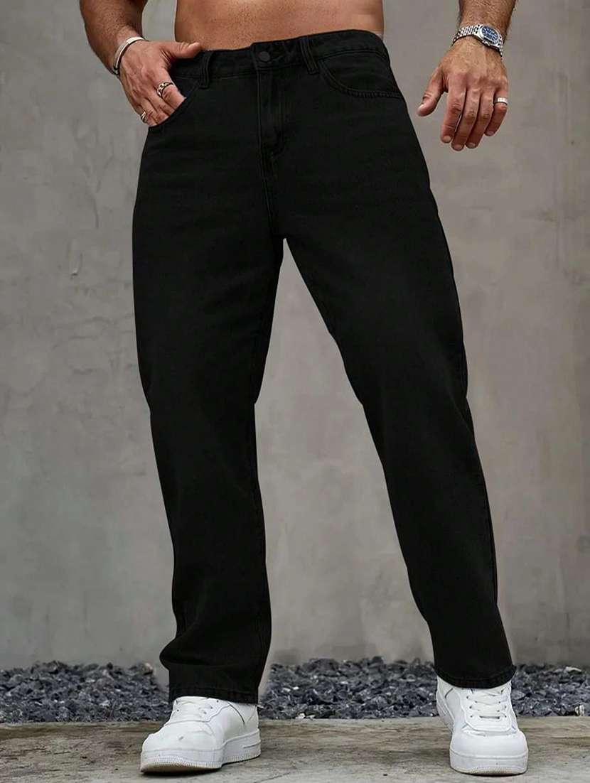 Men Solid Mid Rise Straight Jeans - 22617090 -  Standard Image - 1