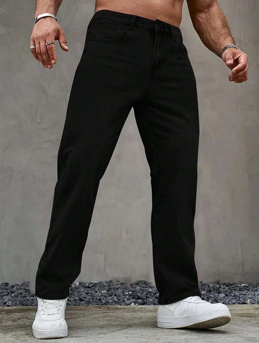 Men Solid Mid Rise Straight Jeans - 22617090 -  Standard Image - 4
