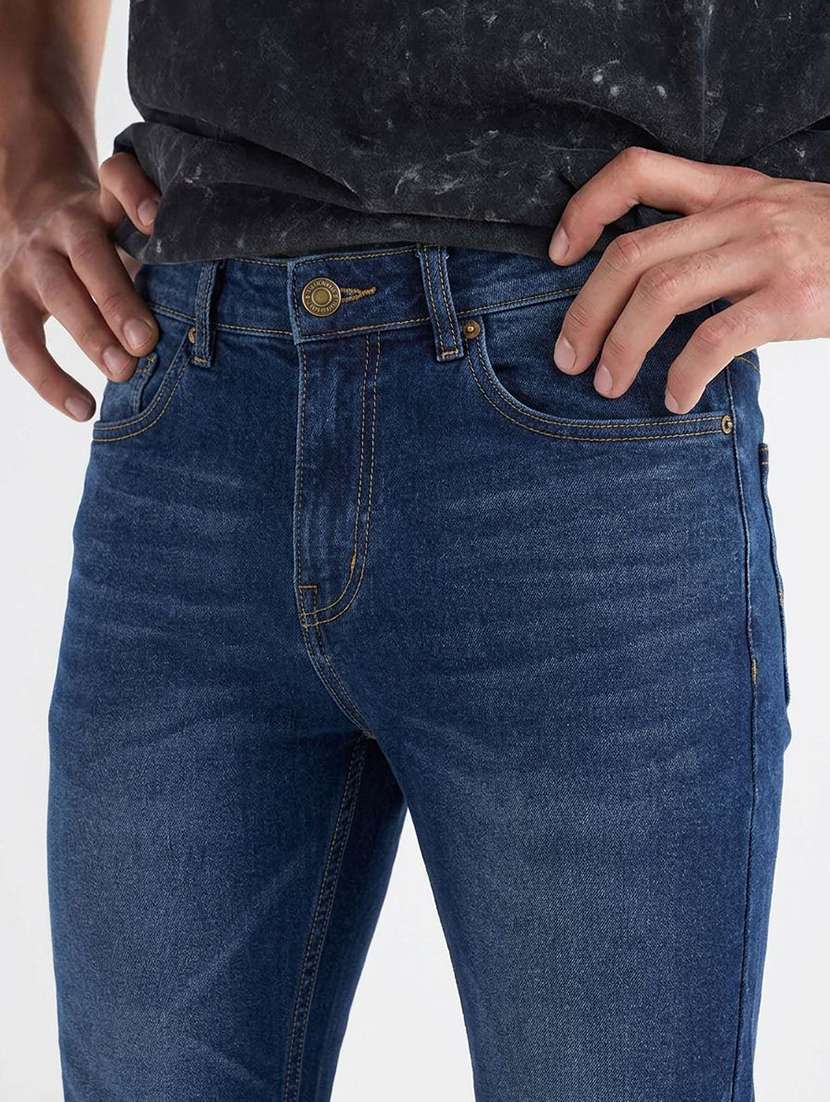 Men Washed Mid Rise Straight Jeans - 22617098 -  Standard Image - 1