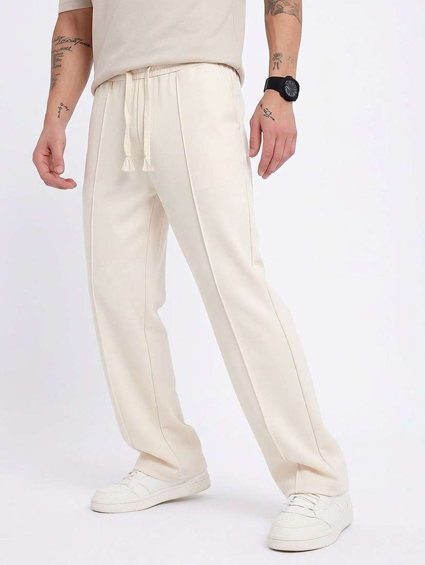 Men Solid Mid Rise Regular Fir Track Pant - 22617102 -  Standard Image - 1