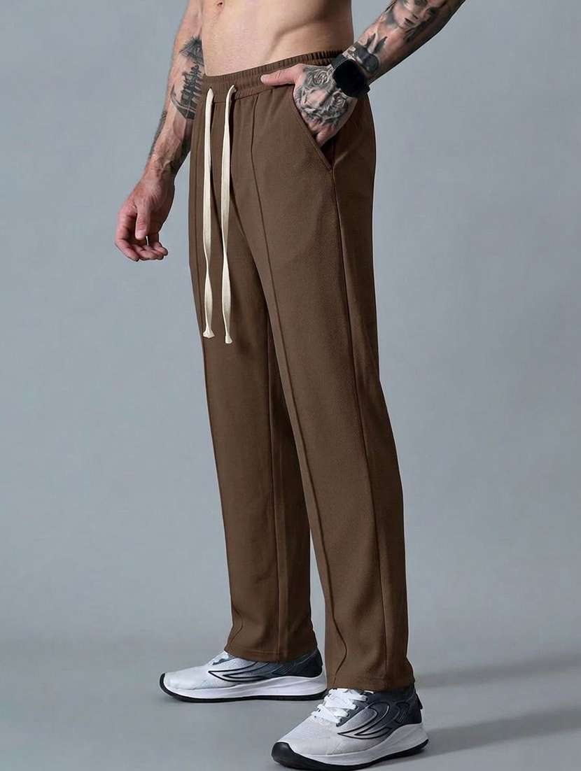 Men Solid Id Rise Regular Fit Track Pant - 22617105 -  Standard Image - 4