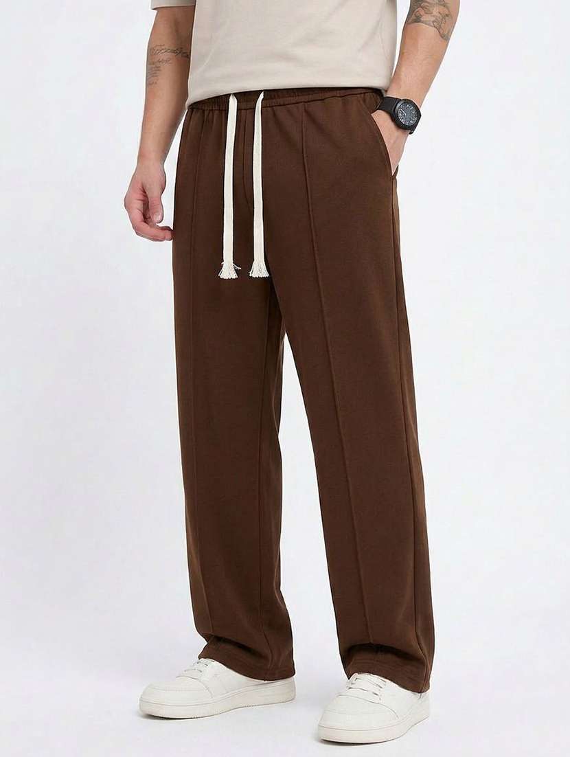 Men Solid Mid Rise Regular Fir Track Pant - 22617106 -  Standard Image - 1