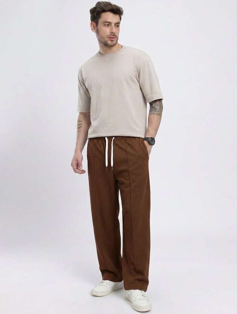 Men Solid Mid Rise Regular Fir Track Pant - 22617106 -  Standard Image - 4
