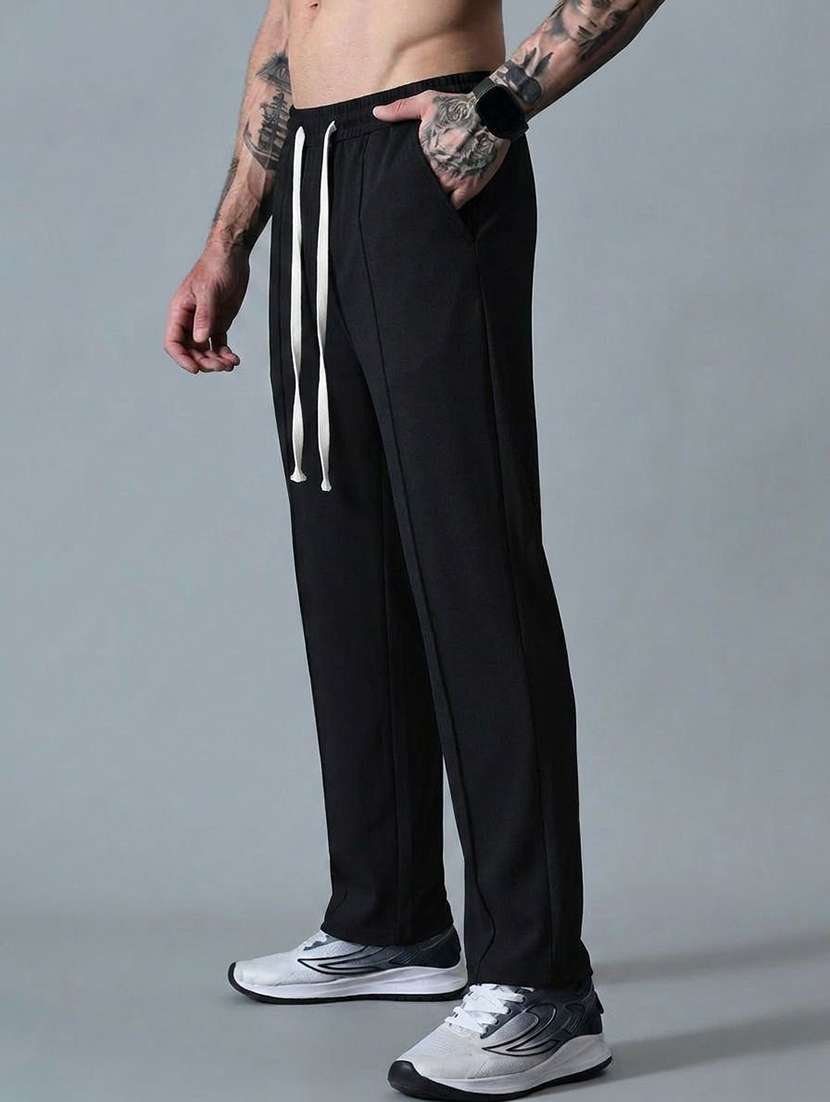 Men Solid Mid Rise Regular Fir Track Pant - 22617108 -  Standard Image - 4