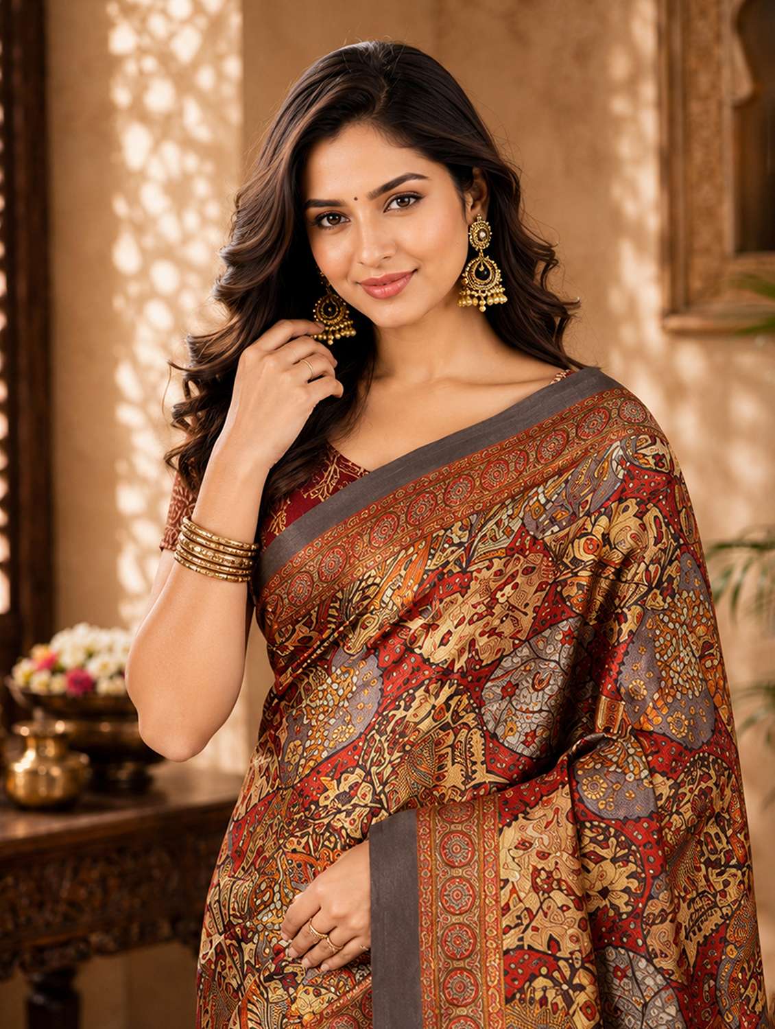 Women Printed Casual Wear Saree With Blouse - 22618121 -  Standard Image - 1