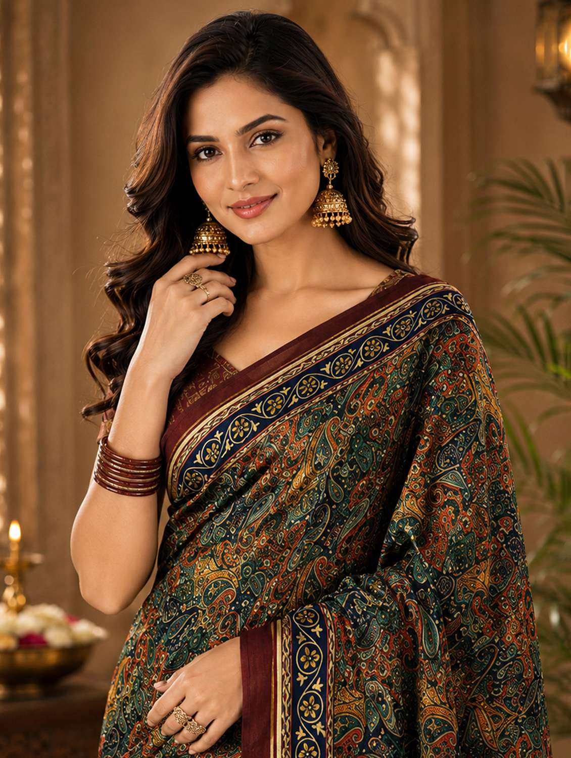 Women Printed Casual Wear Saree With Blouse - 22618122 -  Standard Image - 1