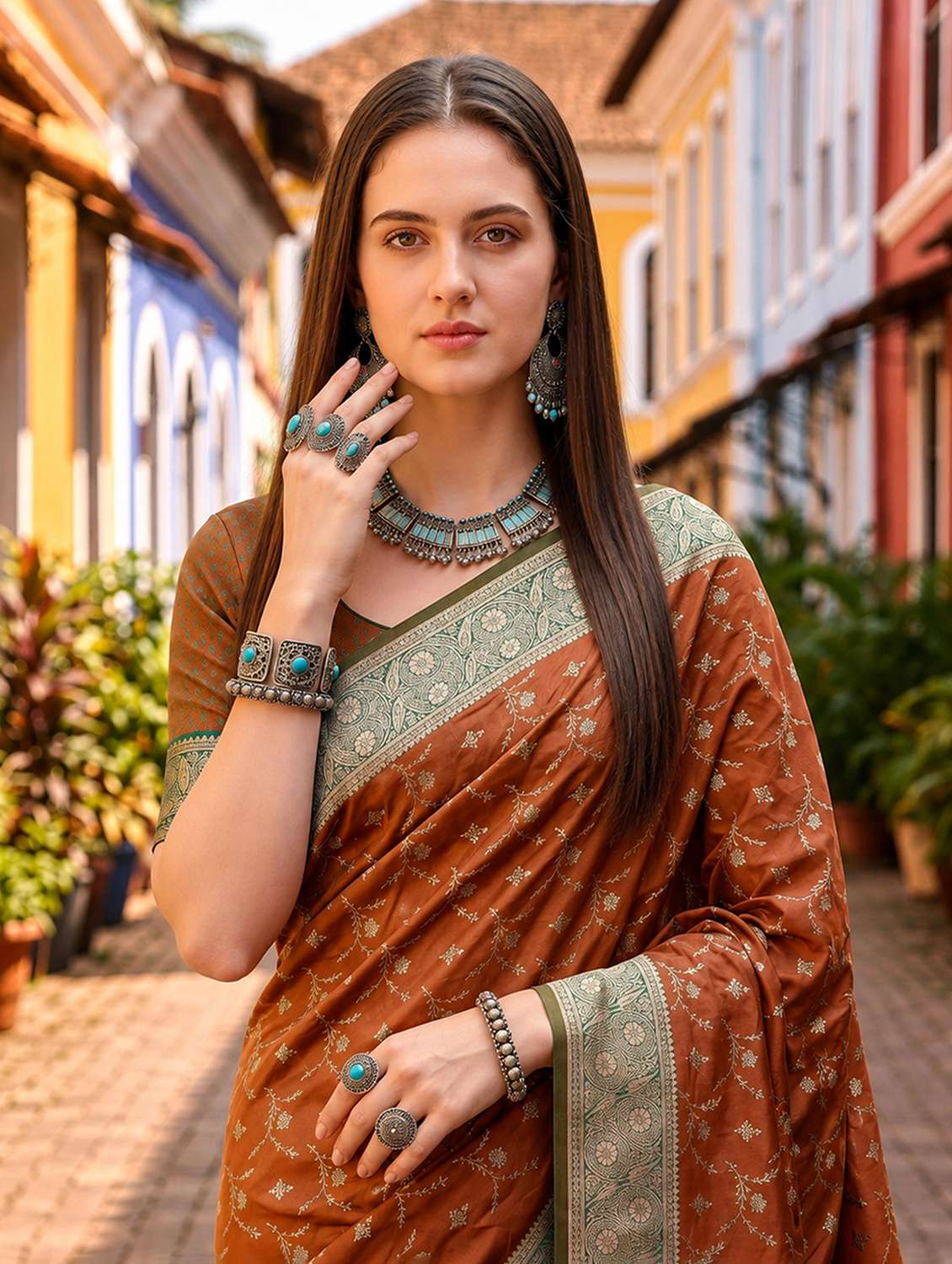 Women Self Design Banarasi Saree With Blouse - 22618208 -  Standard Image - 1