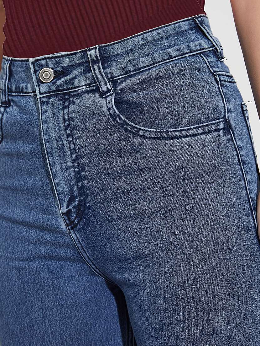 Women Washed High Rise Wide Leg Jeans - 22618219 -  Standard Image - 1