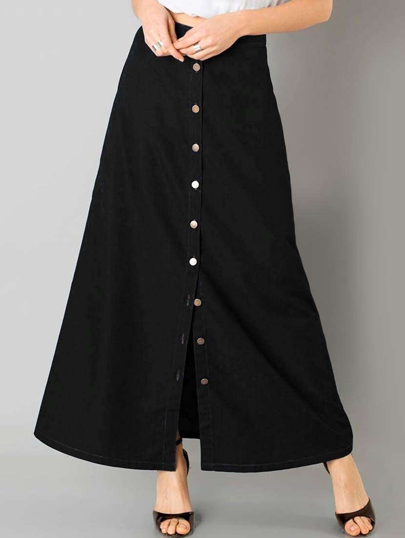 women solid mid rise long skirt