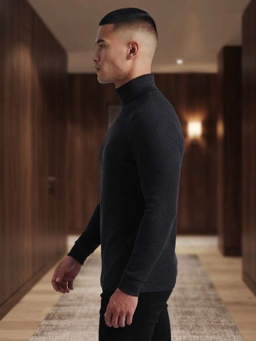 Men Solid Long Sleeves Turtle Neck Pullover - 22618390 -  Standard Image - 1