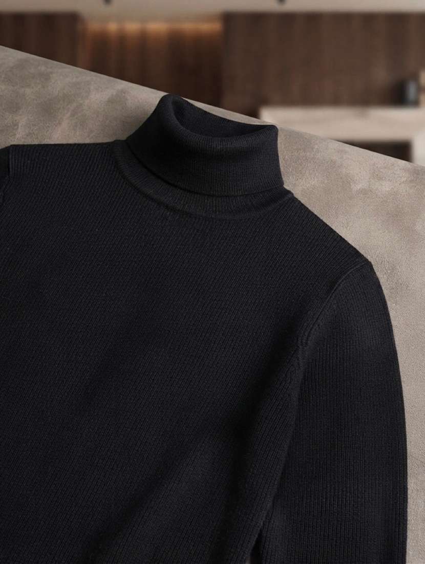 Men Solid Long Sleeves Turtle Neck Pullover - 22618390 -  Standard Image - 4