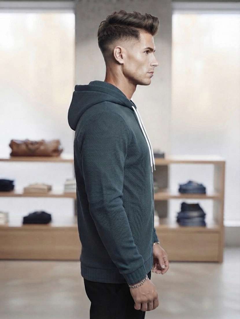 Men Solid Long Sleeves Hooded Sweatshirt - 22618402 -  Standard Image - 1