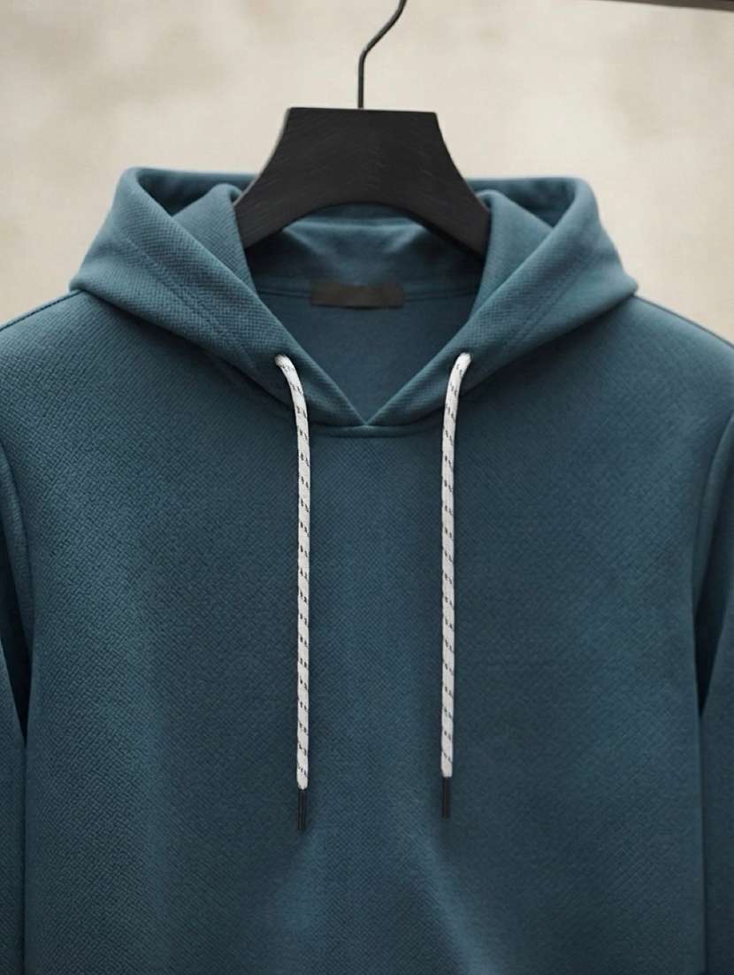 Men Solid Long Sleeves Hooded Sweatshirt - 22618402 -  Standard Image - 4