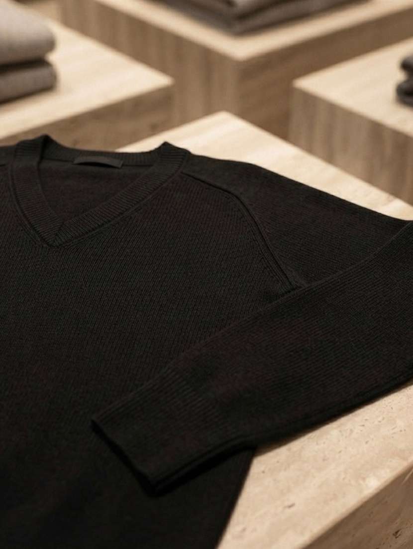 Men Solid Long Sleeves V Neck Pullover - 22618408 -  Standard Image - 4