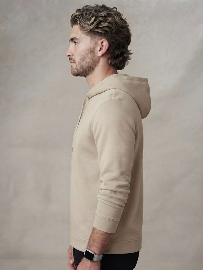 men solid long sleeves hooded sweatshirt - 22618412 -  Standard Image - 1