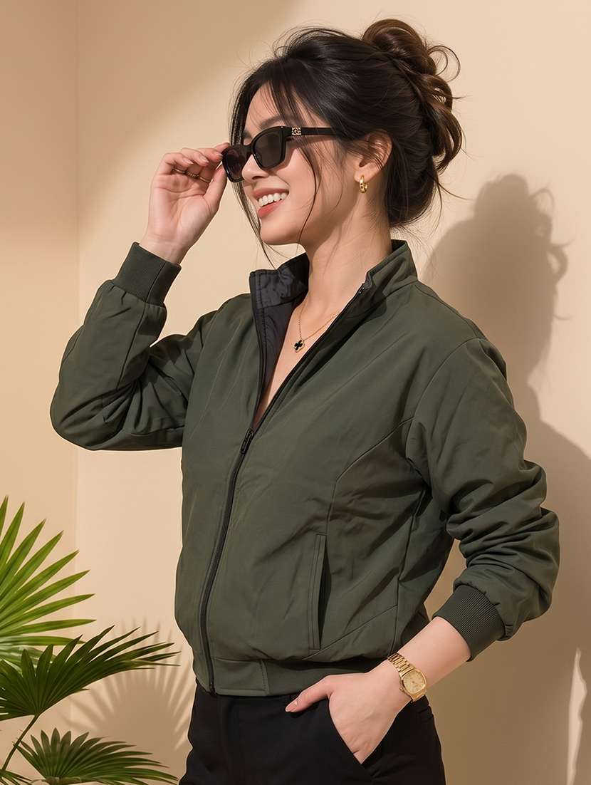 women solid long sleeves reversible jacket - 22618461 -  Standard Image - 4