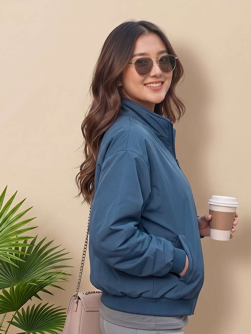 women solid long sleeves reversible jacket - 22618464 -  Standard Image - 4