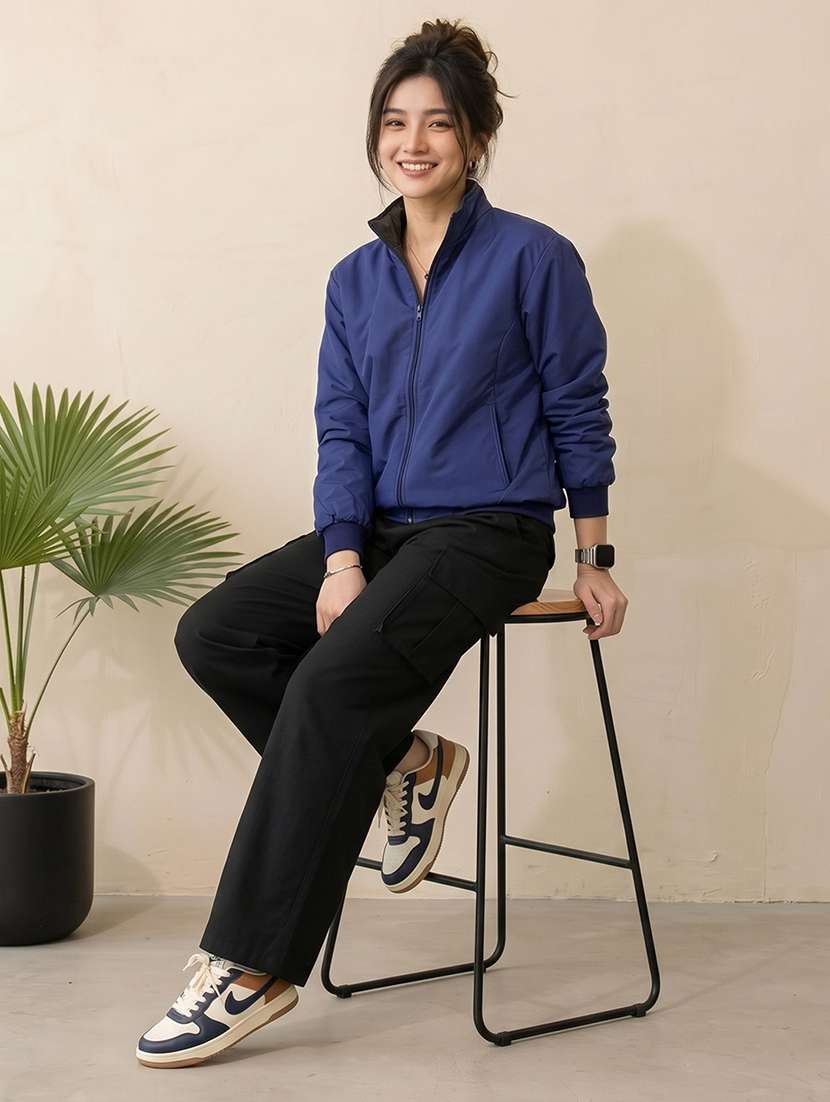 women solid long sleeves reversible jacket - 22618471 -  Standard Image - 6