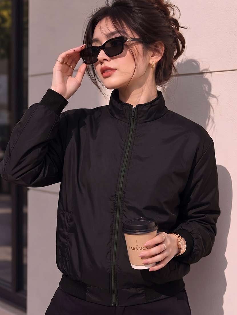 women solid long sleeves reversible jacket - 22618473 -  Standard Image - 1
