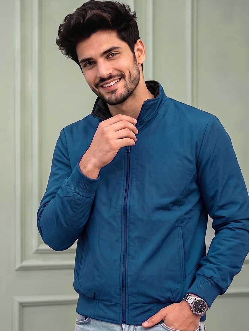 men solid long sleeves reversible bomber jacket - 22618481 -  Standard Image - 4