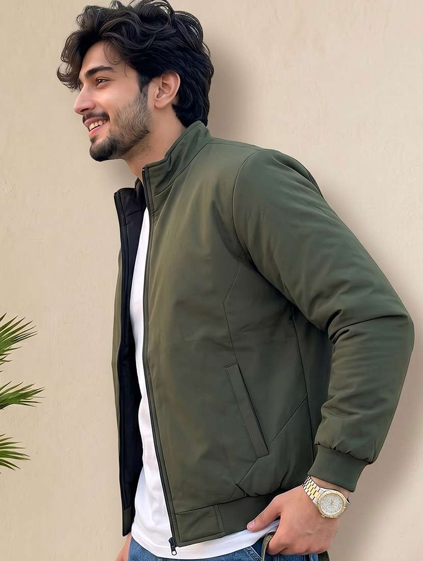 Men Solid Long Sleeves Reversible Bomber Jacket - 22618482 -  Standard Image - 4