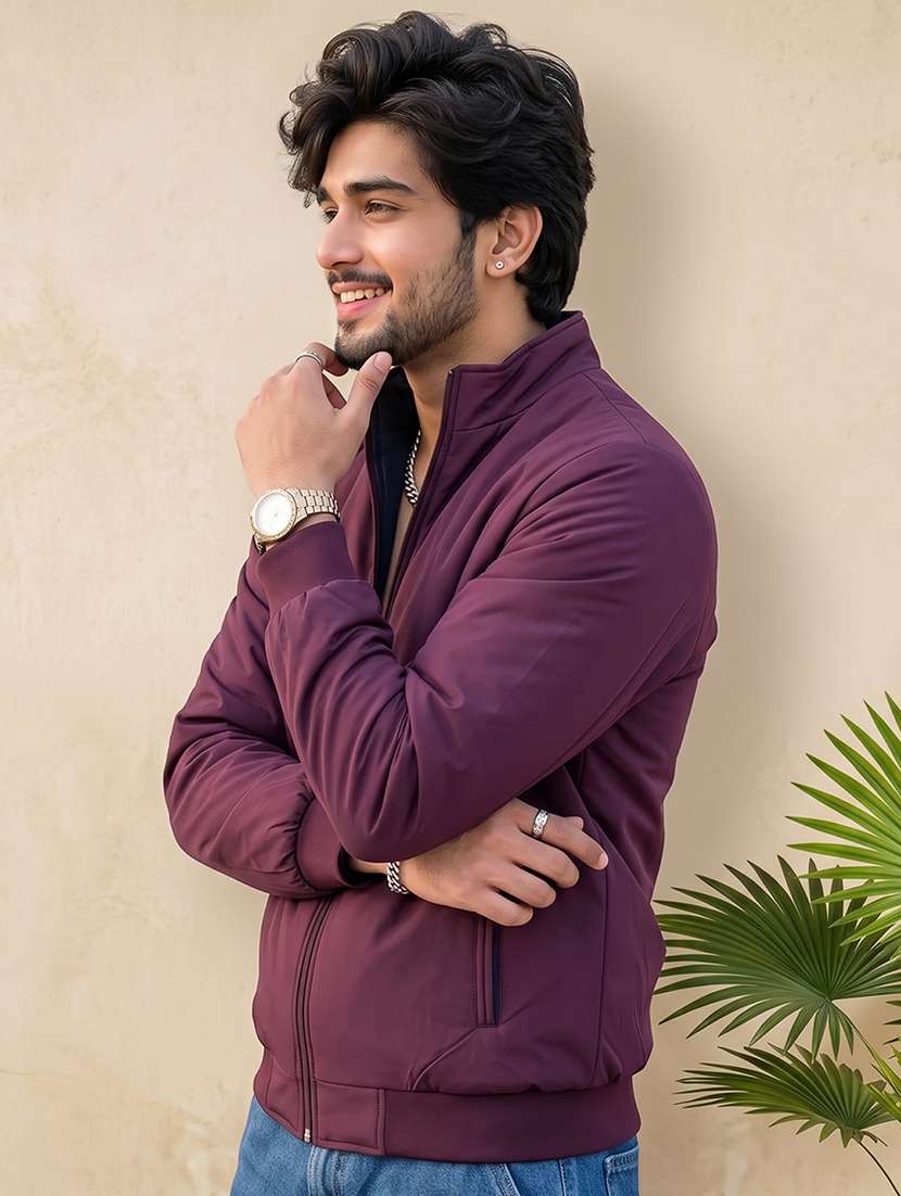 Men Solid Long Sleeves Reversible Bomber Jacket - 22618484 -  Standard Image - 4