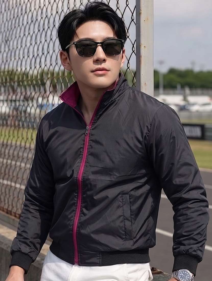 men solid long sleeves reversible bomber jacket - 22618497 -  Standard Image - 1