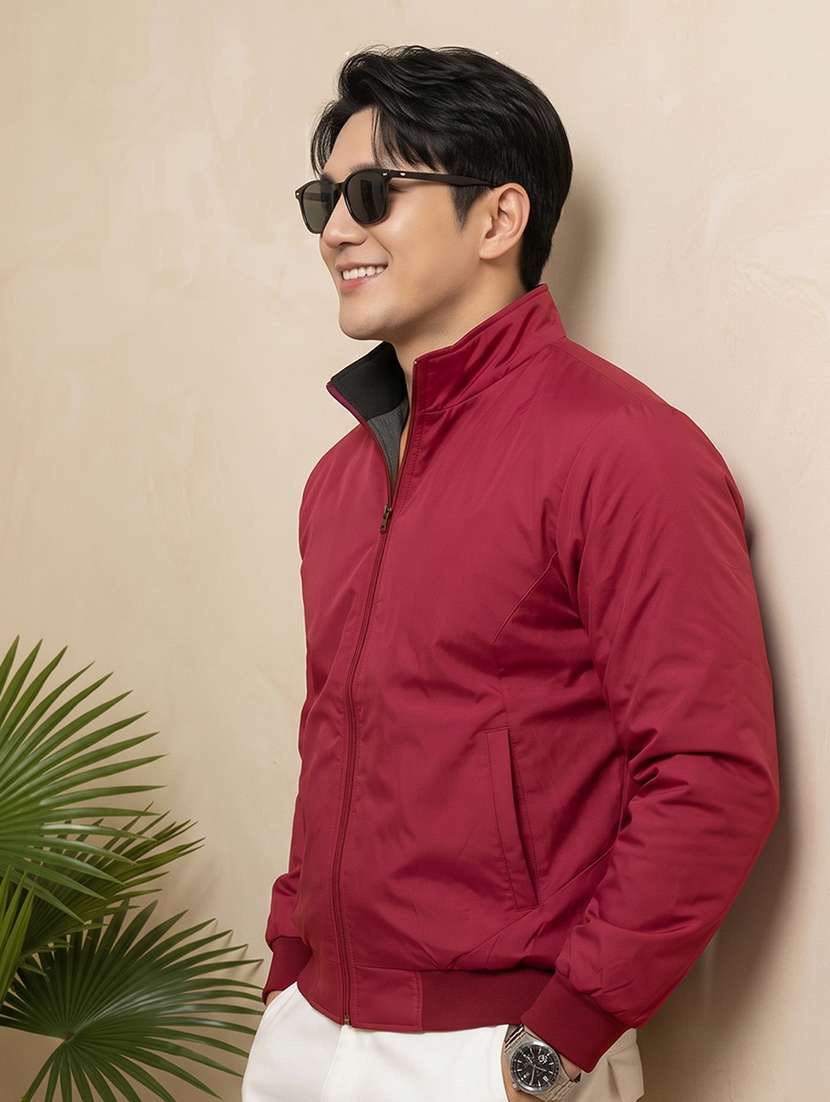men solid long sleeves reversible bomber jacket - 22618497 -  Standard Image - 4